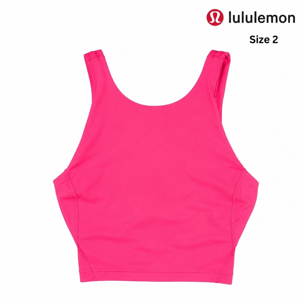 Lululemon Align High Neck Tank Sonic Pink Size 2 Built In Bra Cropped Yoga Top